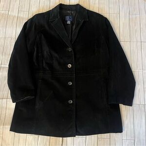 Venezia Black Suede Leather Coat